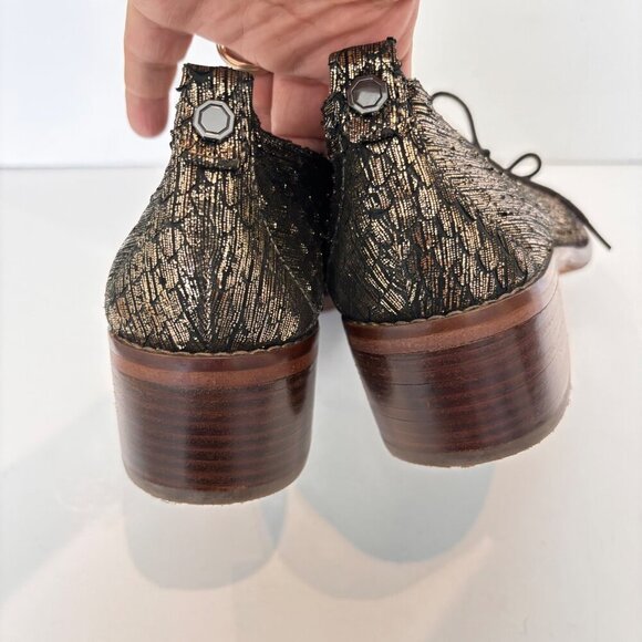 Louise et Cie Lo-Fenn Block Heel Leather Derby Lace Up Size 11 Metalic - Picture 5 of 11